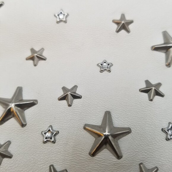 Jimmy Choo Tote Bag Cream Color Leather Star Studded Purse - Picture 12 of 12